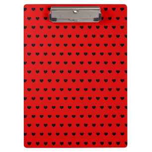 Schwarze Herzen Polka-Dot-Muster auf Rot Klemmbrett