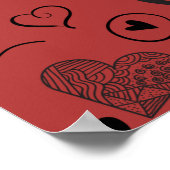 Schwarze Herzen - roter Hintergrund Poster (Ecke)