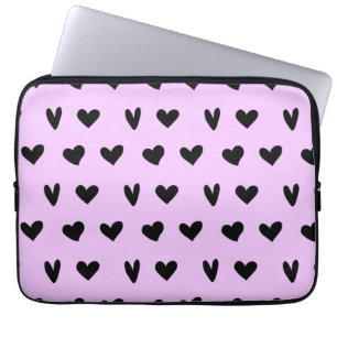 Schwarze Herzen Schönes Muster Frohen Valentinstag Laptopschutzhülle