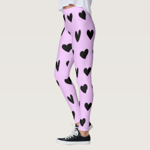 Schwarze Herzen Schönes Muster Frohen Valentinstag Leggings