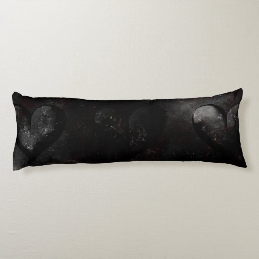Schwarze Herzen Seitenschläferkissen (Rückseite)