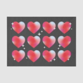 Schwarze Herzen und Sterne im schwarzen Hintergrun Seidenpapier