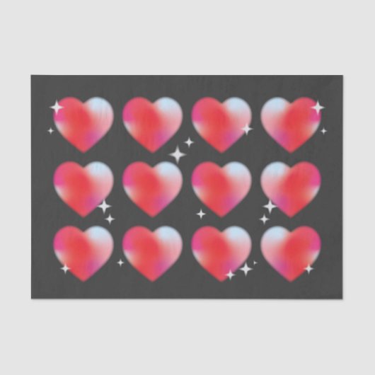 Schwarze Herzen und Sterne im schwarzen Hintergrun Seidenpapier (Vorderseite)