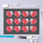 Schwarze Herzen und Sterne im schwarzen Hintergrun Seidenpapier (Handwerk)