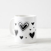 Schwarze Herzen, verschiedene Herzdesigns Kaffeetasse (Vorderseite Links)