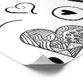 Schwarze Herzen - weißer Hintergrund Poster (Ecke)