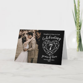 Schwarze Herzkarte zum 7. Hochzeitstag Karte