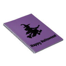 Schwarze Hexe auf Lila - Frohes Halloween 