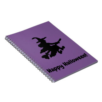 Schwarze Hexe auf Lila - Frohes Halloween  Notizblock