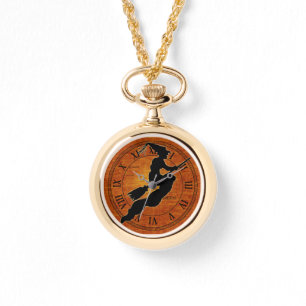 Schwarze Hexe - OrangenHalloween Armbanduhr