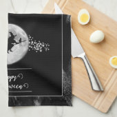 Schwarze Hexe Silhouette Halloween Geschirrtuch (Viertel Falte)
