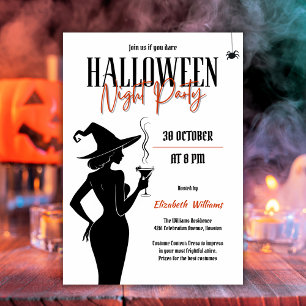 Schwarze Hexe Silhouette Halloween Night Party Einladung