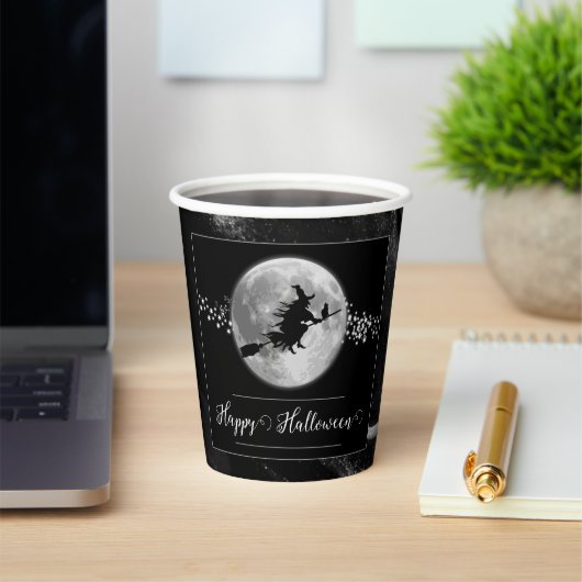 Schwarze Hexe Silhouette Halloween Pappbecher (InSitu)
