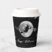 Schwarze Hexe Silhouette Halloween Pappbecher (Rückseite)