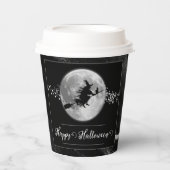Schwarze Hexe Silhouette Halloween Pappbecher (Vorderseite)