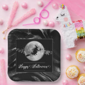 Schwarze Hexe Silhouette Halloween Pappteller (Party)
