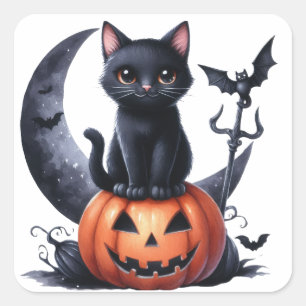 Schwarze Hexen Cat Halloween Stickers