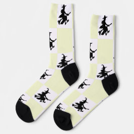 Schwarze Hexen gelb-weiß kariert Socken