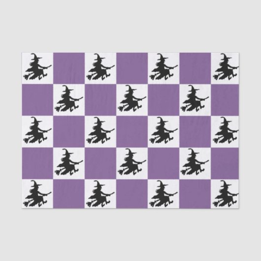 Schwarze Hexen kariert Seidenpapier (Vorderseite)