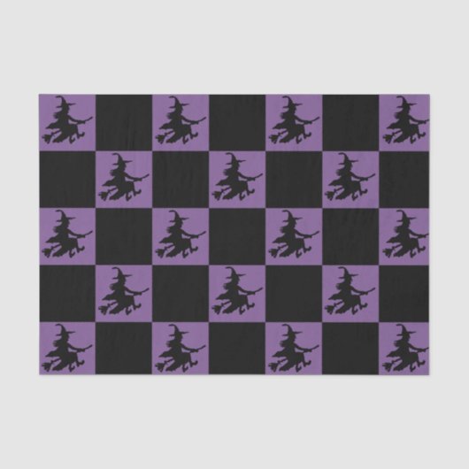Schwarze Hexen kariert Seidenpapier (Vorderseite)