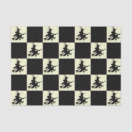 Schwarze Hexen kariert Seidenpapier (Vorderseite)