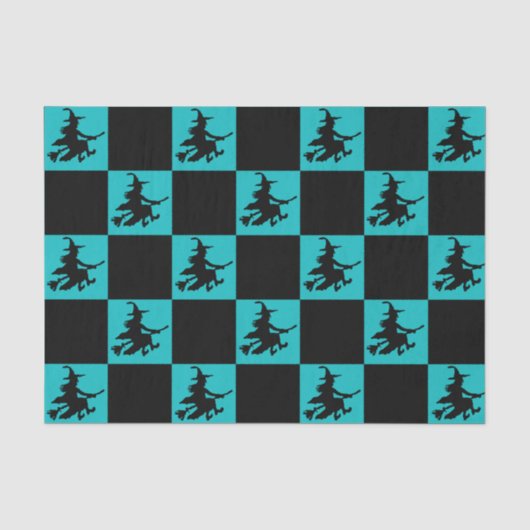 Schwarze Hexen kariert Seidenpapier (Vorderseite)