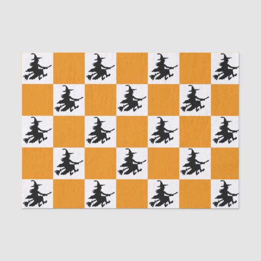 Schwarze Hexen kariert Seidenpapier (Vorderseite)