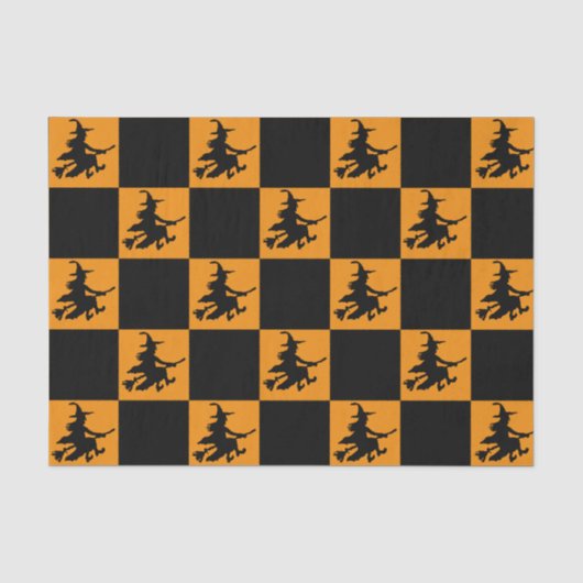 Schwarze Hexen kariert Seidenpapier (Vorderseite)