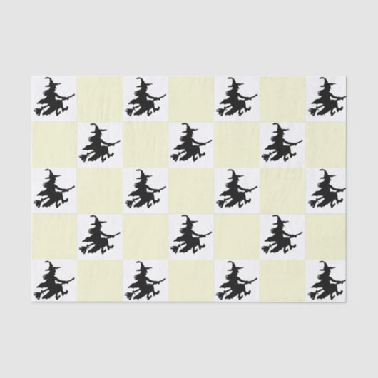 Schwarze Hexen kariert Seidenpapier (Vorderseite)