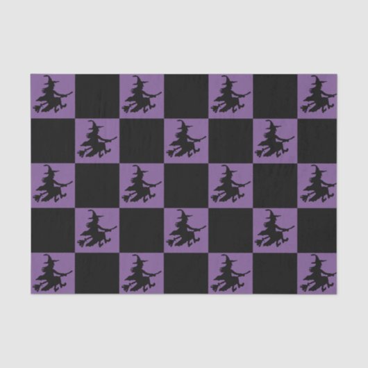 Schwarze Hexen kariert Seidenpapier (Vorderseite)