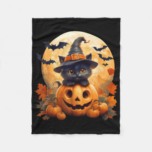 Schwarze Hexen-Kürbis-Halloween-Kostüm Retro Fa Fleecedecke