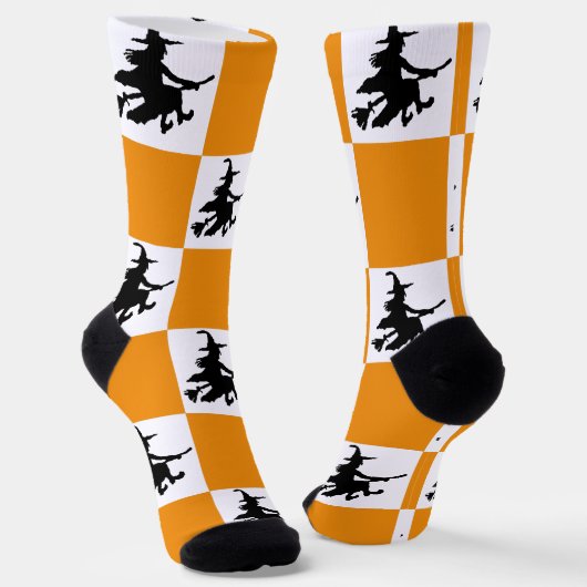 Schwarze Hexen Orange und Weiß Socken (Gewinkelt)