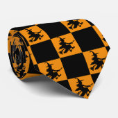 Schwarze Hexen Schwarz & Orange Kariert Krawatte (Gerollt)
