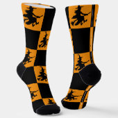 Schwarze Hexen Schwarz & Orange Kariert Socken (Gewinkelt)