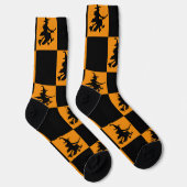 Schwarze Hexen Schwarz & Orange Kariert Socken (Rechts)