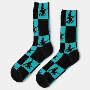 Schwarze Hexen, schwarz und Aquamarin geprüft Socken