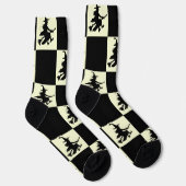 Schwarze Hexen schwarz und gelb kariert Socken (Rechts)