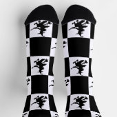 Schwarze Hexen Schwarz-Weiß Kariert Socken (Oben)