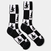 Schwarze Hexen Schwarz-Weiß Kariert Socken (Rechts)