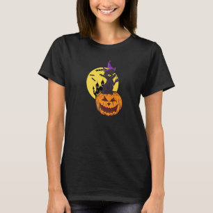 Schwarze Hexenhut-Mond-Kürbis-Halloween-Kostüm für T-Shirt