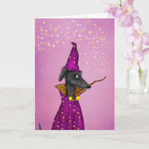 Schwarze Hexer-Hund Halloween-Karte Karte