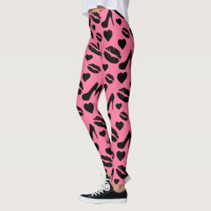 Schwarze High Heels Küsse Lippen Mädchenhaftes Mak Leggings