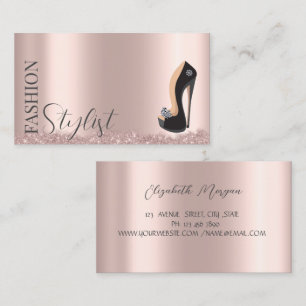 Schwarze High Heels Rose Gold Visitenkarte