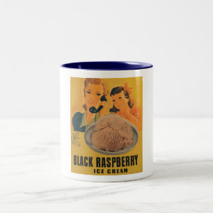 Schwarze Himbeer-Eiscreme-Werbemutter Zweifarbige Tasse