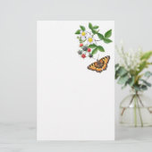 Schwarze Himbeere mit Schmetterlings-Briefpapier Briefpapier (Stehend Vorderseite)