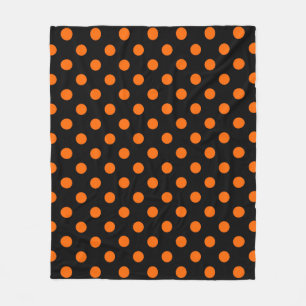 Schwarze Hintergründe Orange Polka Dots Fleecedecke
