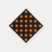 Schwarze Hintergründe Orange Polka Dots Serviette (Ecke)