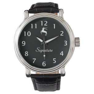 Schwarze Hirsch-Unterzeichnung Armbanduhr