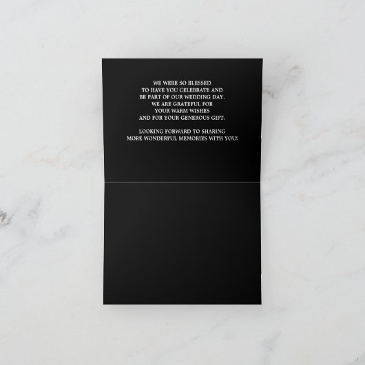 Schwarze Hochzeit Dankeschön Karte (Innenseite)