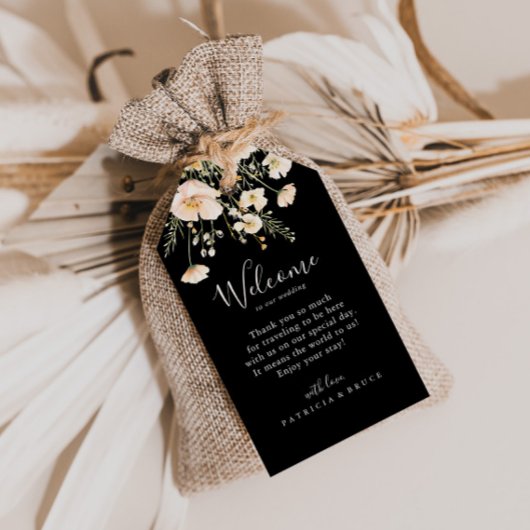 Schwarze Hochzeit der klassischen Blush-Wildblume Geschenkanhänger